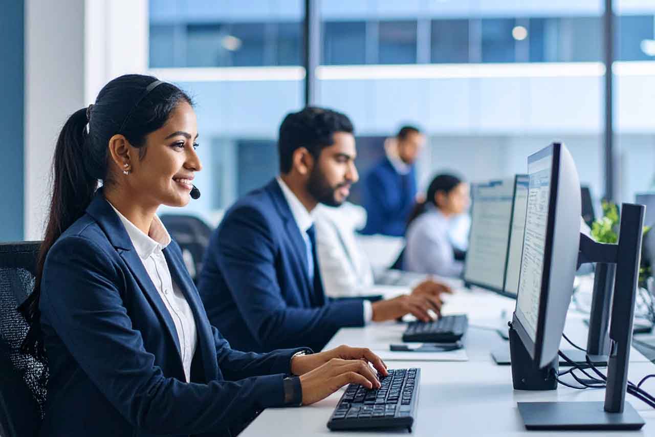 6F image of real estate staff working in office.